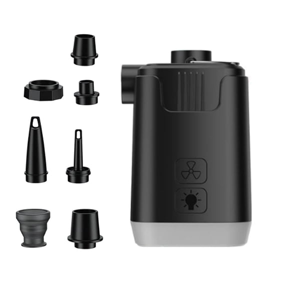 Electric Air Pump with Camping Light & 7 Nozzles Fast Inflate Deflate Pump Replacement Small Air Mattress Pump