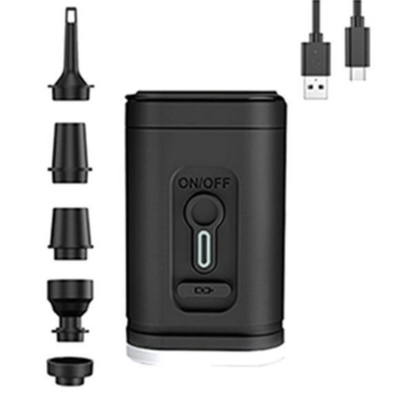 Electric Air Pump with Lights Wireless Air Compressor USB Charging Inflator/Deflator Pumps for Outdo Black ABS