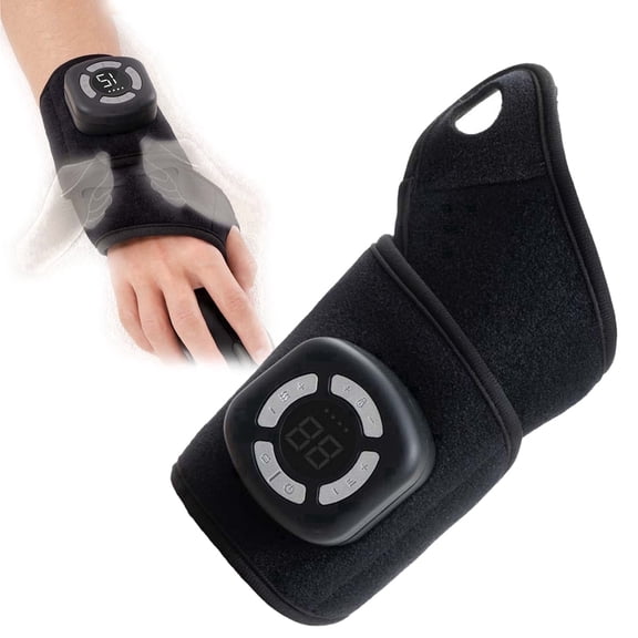 Air Compression Hand Wrist Massager with Heat, Cordless Portable Massage Sleeve for Pain Relief and Circulation