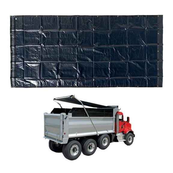 Electric Aluminum 4-Spring Dump Truck Tarp System with 7' x 21' Black Asphalt 18Oz Vinyl Double Pocket Dump Trailer Tarp to Prevent Load Spillage During Transportation