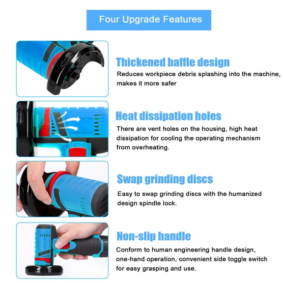 Electric Angle Grinder Angle 19500rpm Electric Grinding Machine Handheld Multifunctional Angle Grinder for Cutting Polishing Ceramic Tile Wood Stone Steel