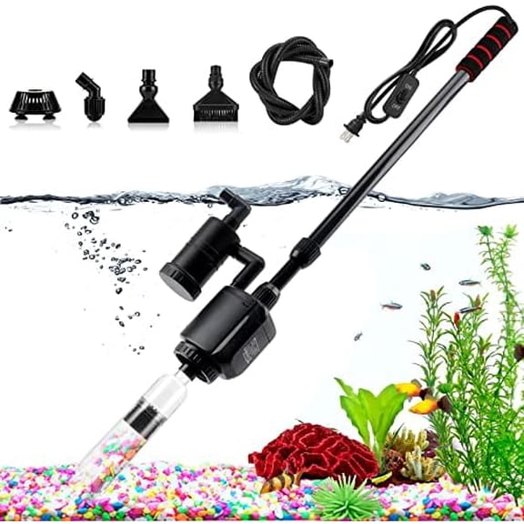 Electric Aquarium Gravel Cleaner, 6 in 1 Automatic Fish Tank Cleaning Tools Gravel Vacuum for Aquarium, Suitable for Change Water Wash Sand Water Filter and Water Circulation (320GPH, 20W)