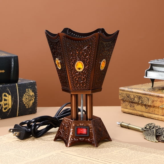 CATIEBYE Vintage Dark Brown Metal Incense Burner for Home Decor, Easy to Use Holder, Plug-