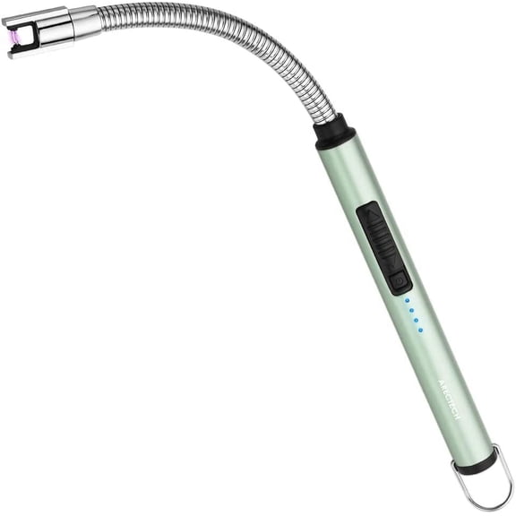 Electric Arc Candle Lighter Flameless Rechargeable USB Long Lighter for Candle Cooking BBQs Fireworks Green