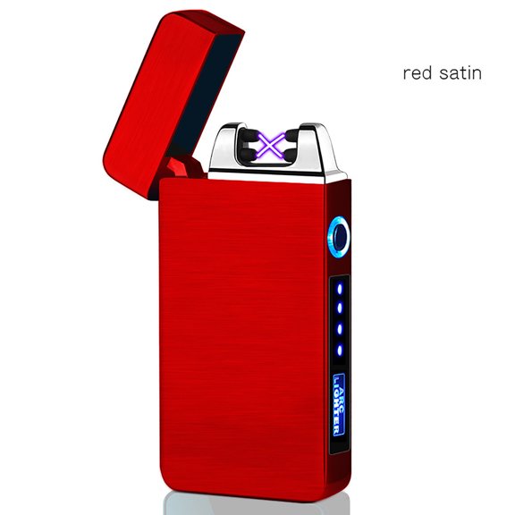 Electric Arc Lighter USB Rechargeable Pulse Igniter Windproof Flameless Long Lighter for Kitchen Candle BBQ Camping Charcoal Stove Cooking,Red