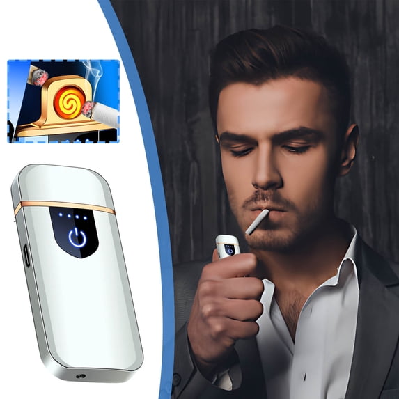 Electric Arc Lighter USB Rechargeable Windproof Flameless Plasma with Battery Indicator for Fire, Cigarette, Candle - Outdoors Indoors | (Upgraded)