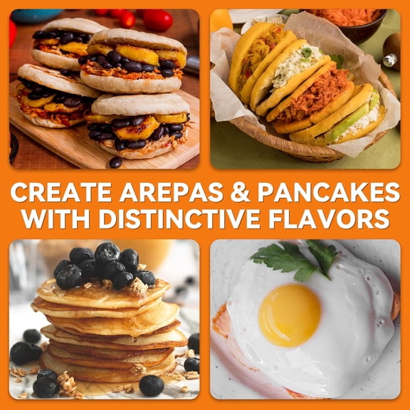 Electric Arepas Maker with Browning Control, Mini Pancakes Maker, Pancake Maker Pan, Makes Arepas, Corn Patties, Mini Pancakes, Breakfast Sandwiches, Fried Eggs, Graphite