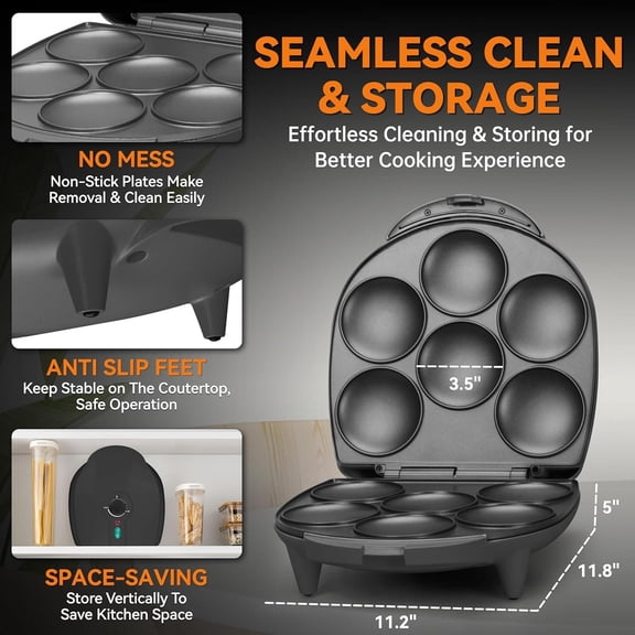 Electric Arepas Maker with Browning Control, Mini Pancakes Maker, Pancake Maker Pan, Makes Arepas, Corn Patties, Mini Pancakes, Breakfast Sandwiches, Fried Eggs, Graphite