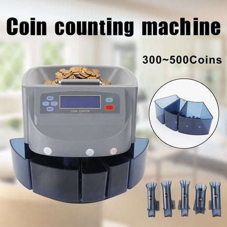 Electric Auto Coin Counter Sorter Dispenser Counting Batching W/Coin Tubes
