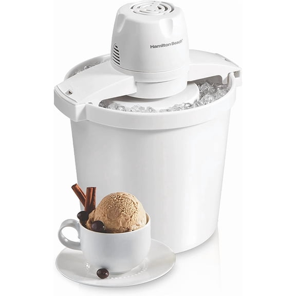 Electric Automatic Ice Cream Maker & Frozen Yogurt Machine, Makes Custard, Sorbet, Gelato and Sherbet, 4 Quart, White (68330N)