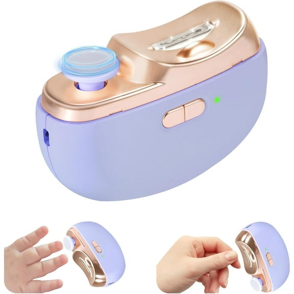 Automatic Electric Nail Clipper with Polishing, 2 in 1 Design with Light & 2 Speeds, Nail Trimmer Rechargeable Safety Electric Nail File for Kids, Adults & Seniors