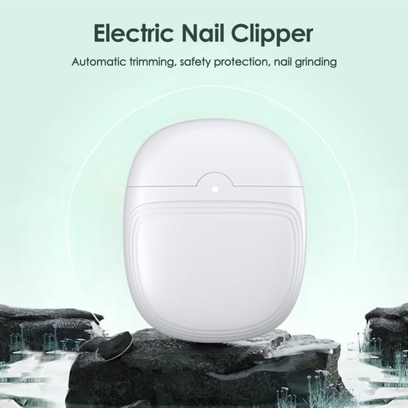 Electric Automatic Nail Clipper with LED Light Nail Clip Storage ,Rechargeable Safety Fingernail Trimmer for Baby, Kids, Adult, Seniors White
