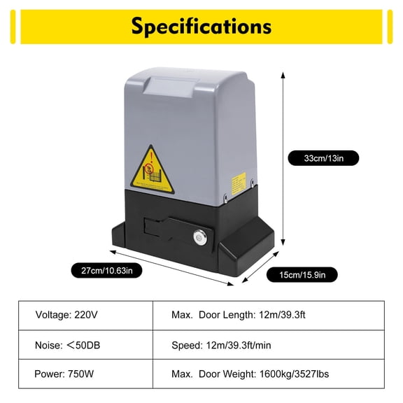 Electric Automatic Sliding Gate Opener Motor With 2 Remote Control 12m/39.3ft/min