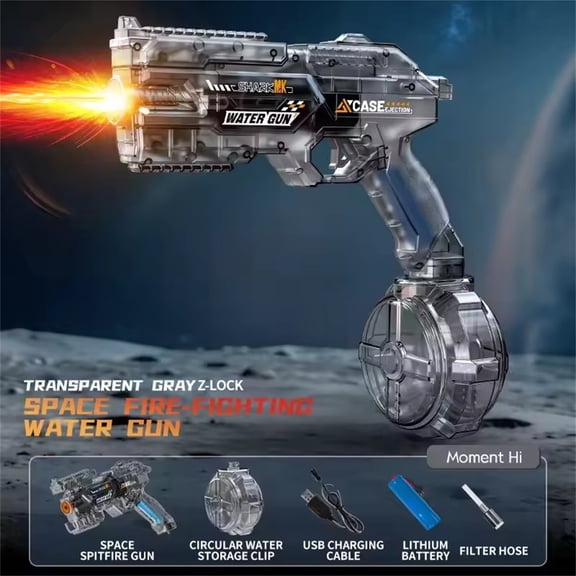 Electric Automatic Water Blaster Toy with LED Lights, Rechargeable High Pressure Splash Gun, 400ML Long Range Continuous Spray Water Gun for Pool Beach Backyard Summer Outdoor Play