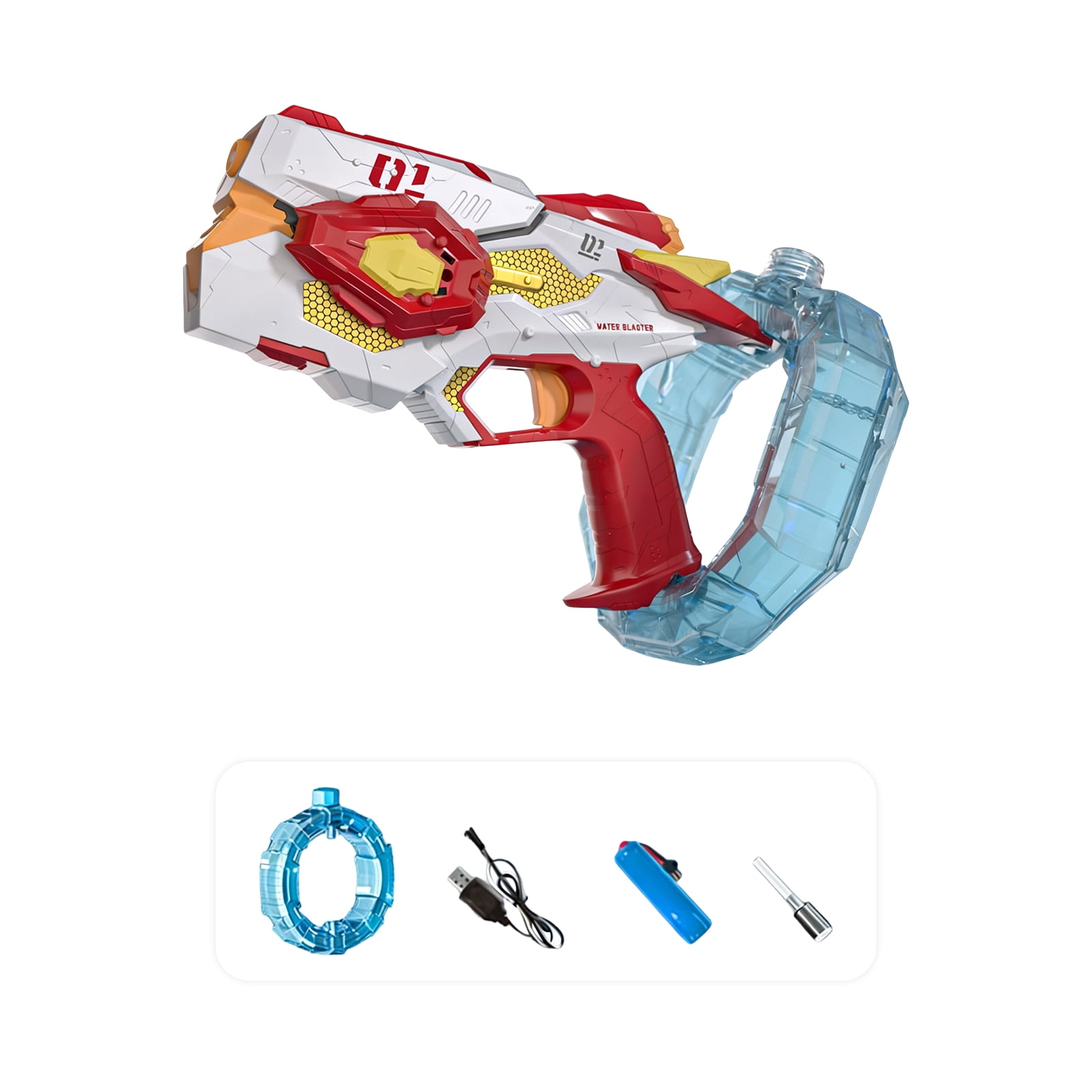 Electric Automatic Water Gun with Strobe Lights, Long-Range Water Blaster with LED Effects & Large Capacity Tank