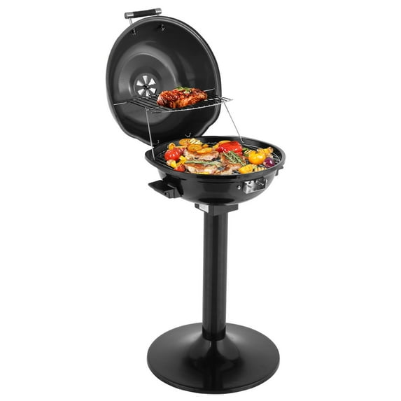 Electric BBQ Grill, Indoor/Outdoor Electric Grill for Indoor & Outdoor Use, Double Layer Design, Portable Removable Stand Grill, 1600W (Stand Black BBQ Grills)