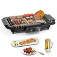 thumbnail image 1 of Electric BBQ Grill, Smokeless Non-Stick Indoor/Outdoor Barbecue Grill, Double tube High Power Portable Removable Stand Grill for BBQ Party (Elegant Black), 1 of 6