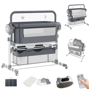 Electric Baby Bassinet, Multi-Function Rocking Bassinet with Remote Control, Timing Function, Portable Cradle for Bedroom & Living Room