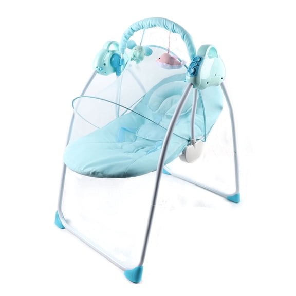 Electric Baby Bouncer Swing Seat Portable Electric with Bluetooth Music Infant Cradle Chair and Remote Control, Blue