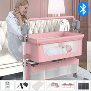Electric Baby Crib Baby Cradles and Bassinets with Bluetooth Music Speaker Rocking Baby Recliner with Remote Control Bed-Sharing Height adjustable,Unisex,Pink