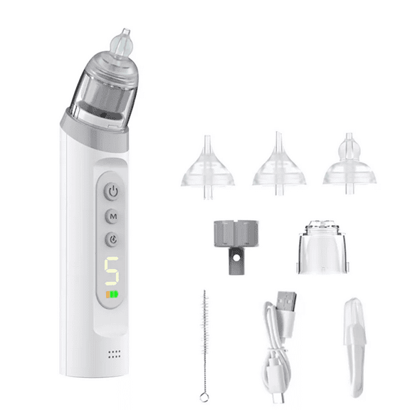 Electric Baby Nasal Aspirator Soothing Music & Light For Babies Infant Kids, Lightweight, Adjustable Suction & 3 Silicone Tips, USB-C Rechargeable