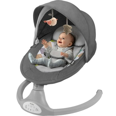 Electric Baby Swing, Bioby Infant Swing Rocker with Remote Control, 5 Sway Speeds, Bluetooth Music, Grey