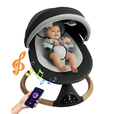 Electric Baby Swing for Infants, Baby Rocker for Infants with 5 Speeds, 10 Lullabies, Adapter & Battery Operated, Indoor & Outdoor Use, Remote Control