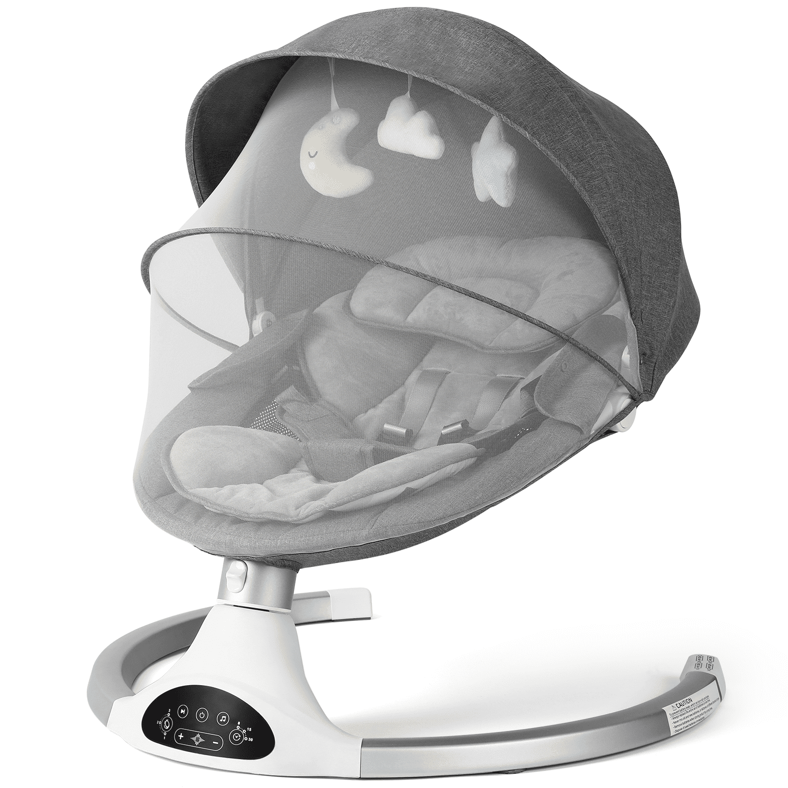 Baby Swing for Infants - Electric Infant Swing with 3 Swing Speeds and 10 Lullabies, Portable Indoor Baby Rocker, Touch Screen and Remote Control, Grey