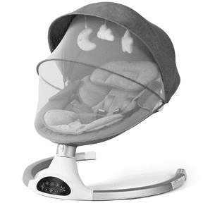 Baby Swing for Infants - Electric Newborn Rocker with 3 Sway Speeds, 10 Lullabies, Portable for Indoor/Outdoor, Touch and Remote Control, Grey