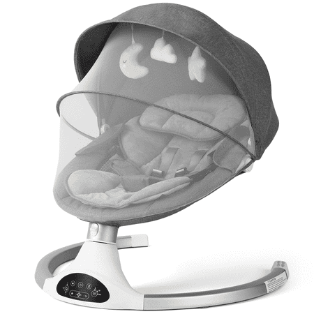 Baby Swing for Infants - Electric Newborn Rocker with 3 Sway Speeds, 10 Lullabies, Portable for Indoor/Outdoor, Touch and Remote Control, Grey
