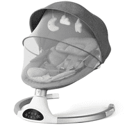Baby Swing for Infants - Electric Newborn Rocker with 3 Sway Speeds, 10 Lullabies, Portable for Indoor/Outdoor, Touch and Remote Control, Grey