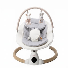 Electric Baby Swing for Newborn with Remote Control, Bluetooth, 5 Swing Speeds, Timer, 10 Lullabies, Interactive Toys, Side to Side Swing, Beige
