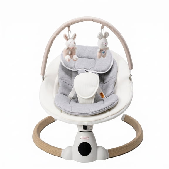 Electric Baby Swing for Newborn with Remote Control, Bluetooth, 5 Swing Speeds, Timer, 10 Lullabies, Interactive Toys, Side to Side Swing, Beige
