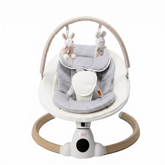 Electric Baby Swing for Newborn with Remote Control, Bluetooth, 5 Swing Speeds, Timer, 10 Lullabies, Interactive Toys, Side to Side Swing, Beige