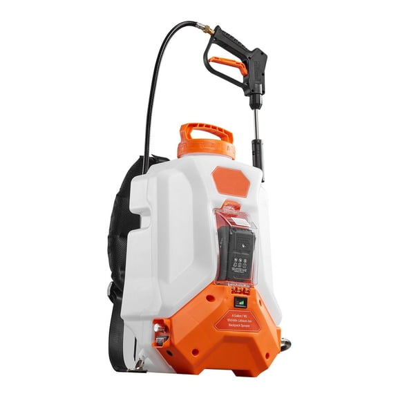 Electric Backpack Sprayer 4 Gallons Battery Powered with 2 Wands 8 Nozzles Adjustable 0-90 PSI 4H Runtime Portable Garden Lawn Sprayer for Weeding Spraying Cleaning