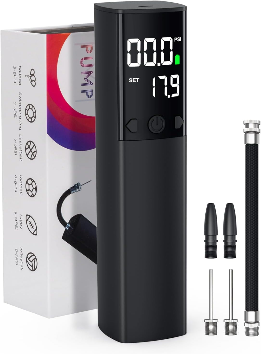 Electric Ball Pump Portable Air Pump with LED Light, Precise Pressure