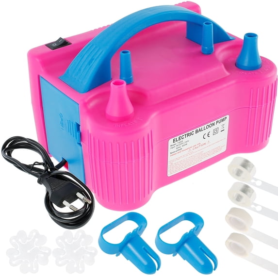 Electric Balloon Pump 220V 600W Portable Air Blower Dual Nozzle Inflator Arch Kit Party (rosered )