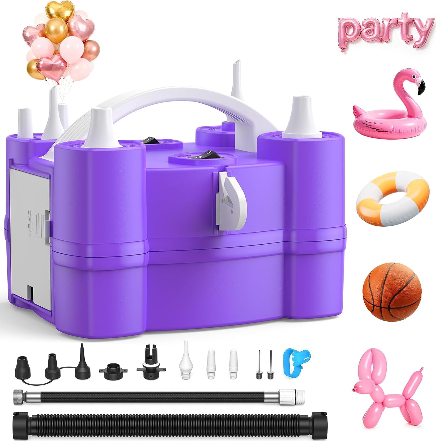 Electric Balloon Pump, 4-in-1 Blower with Triple Inflating Ports for ...