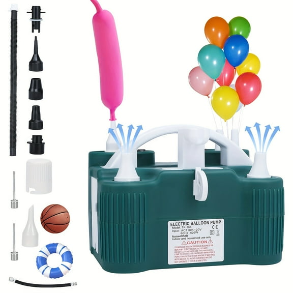 Electric Balloon Pump, 4-in-1 Portable Electric Air Pump for Inflatables, Balloons and Sports Ball, Balloon Inflator for 260q,Foil, Latex Balloons and Pool Floats, Faster and Save Time