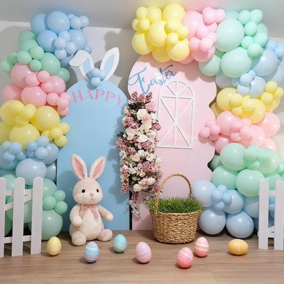 Electric Balloon Pump & Pastel Garland Kit with 6 Nozzles for Easter Shower Wedding Birthday Party Decorations