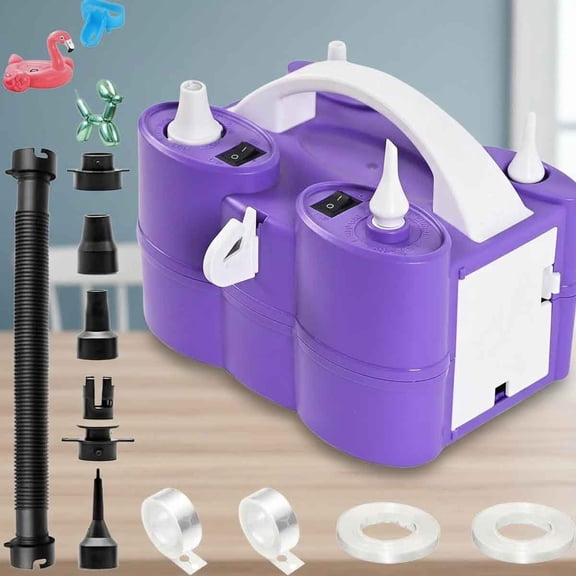 Electric Balloon Pump, Portable Air Pump for Inflatables and Balloons, Dual Nozzle Blower Machine for Latex and Foil Balloons, Inflator Deflator for Pool Floats and Air Mattress