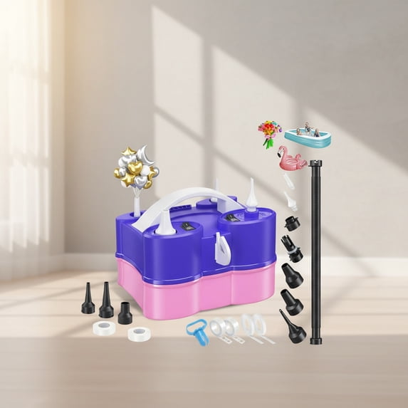 Electric Balloon Pump, Portable Air Pump for Balloons Inflatables Dual Nozzle Blower Machine for Latex and Foil Balloons AC Inflator Deflator