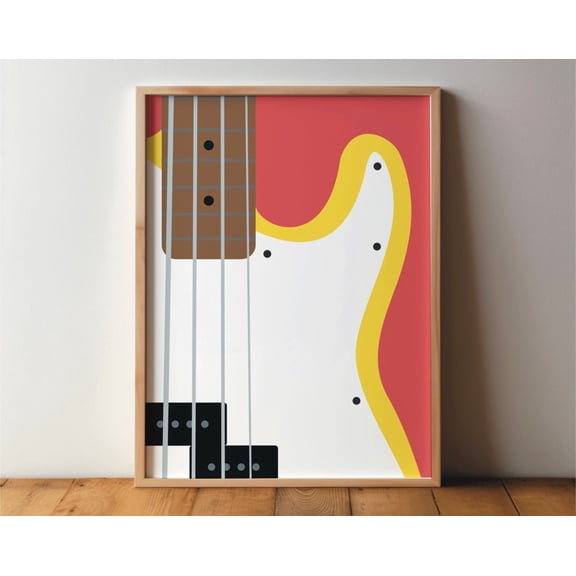 Electric Bass, Bass Guitar Poster - Picture, Art, Minimal, Modern, Music, Hobby, Gift For Musician, Bass Guitar Wall Art, Modern Wall Decor, 8x12 UNFRAMED