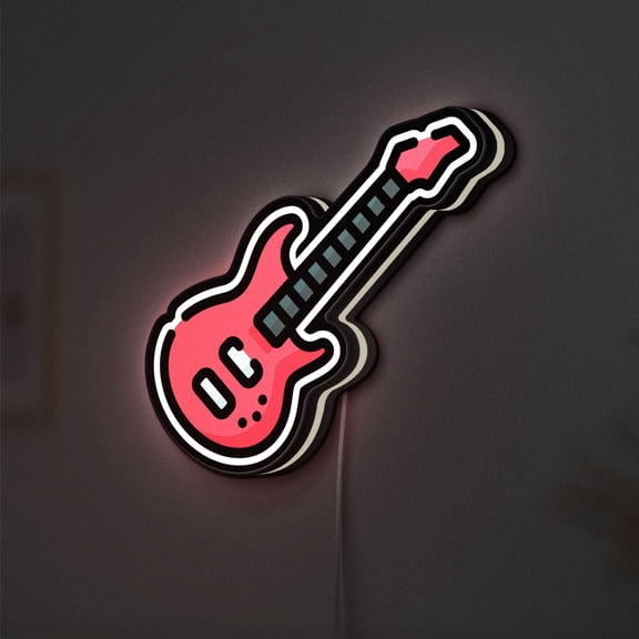 Electric Bass Guitar 3D Novelty Light Box, Rock Music Lamp Decor for Musicians, Band Practice Rooms and Home Studios (Height 8 inch, 20cm)