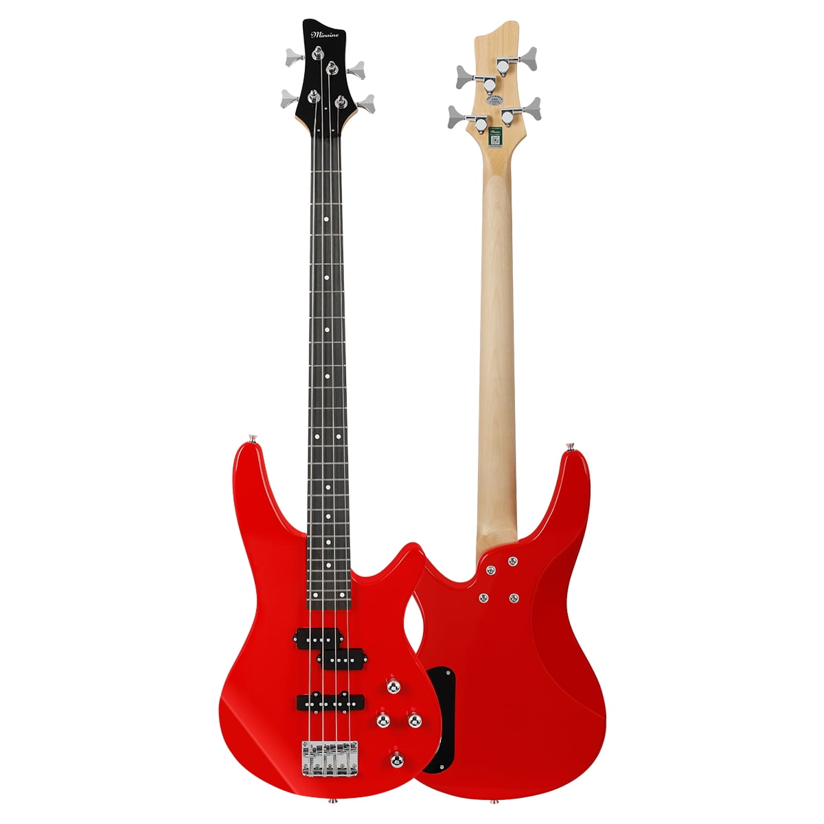 Electric Bass Guitar 4 Strings Full Size P Bass Beginner Kit Black for Starter with Gig Bag, Guitar Strap, and Guitar Cable