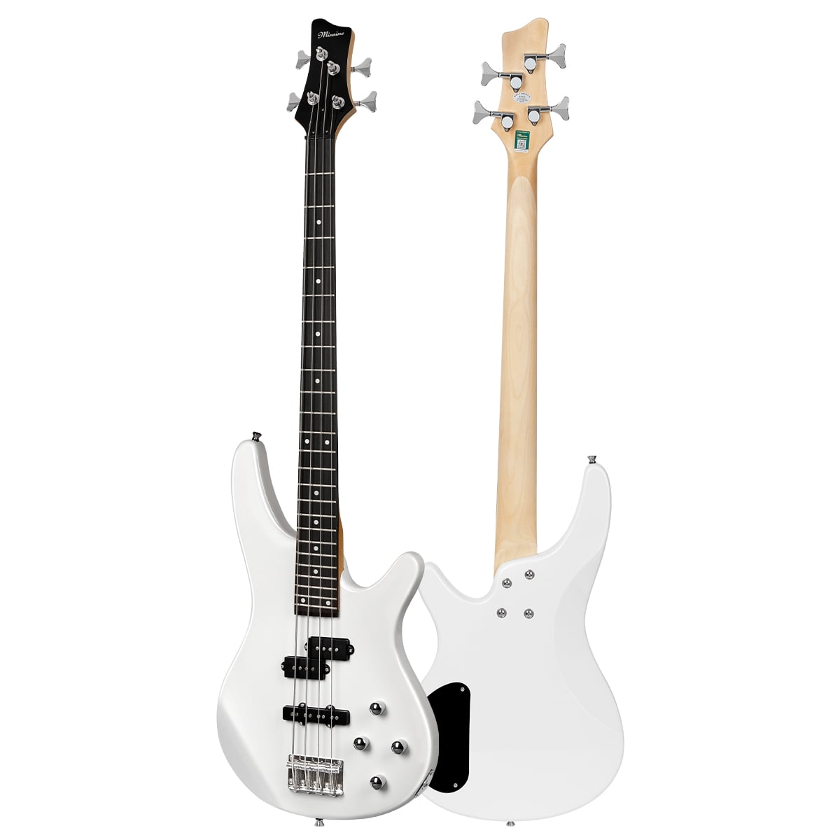 Electric Bass Guitar 4 Strings Full Size P Bass Beginner Kit Black for Starter with Gig Bag, Guitar Strap, and Guitar Cable