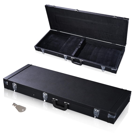 Electric Bass Guitar Carrying Case Portable Square 41" Lockable Hardshell Wooden