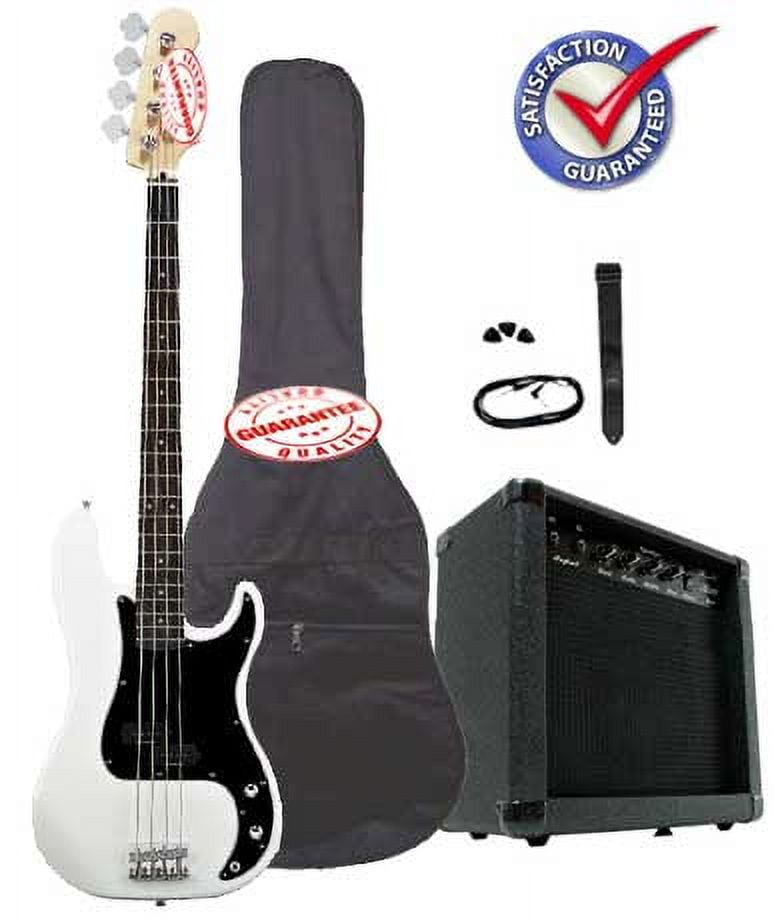 Electric Bass Guitar Pack with 20 Watts Amplifier, Gig Bag, Strap, and ...