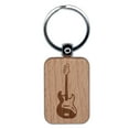 thumbnail image 1 of Electric Bass Guitar Rock Musical Instrument Rectangle Keychain Charm Tag - Engraved Wood, 1 of 6