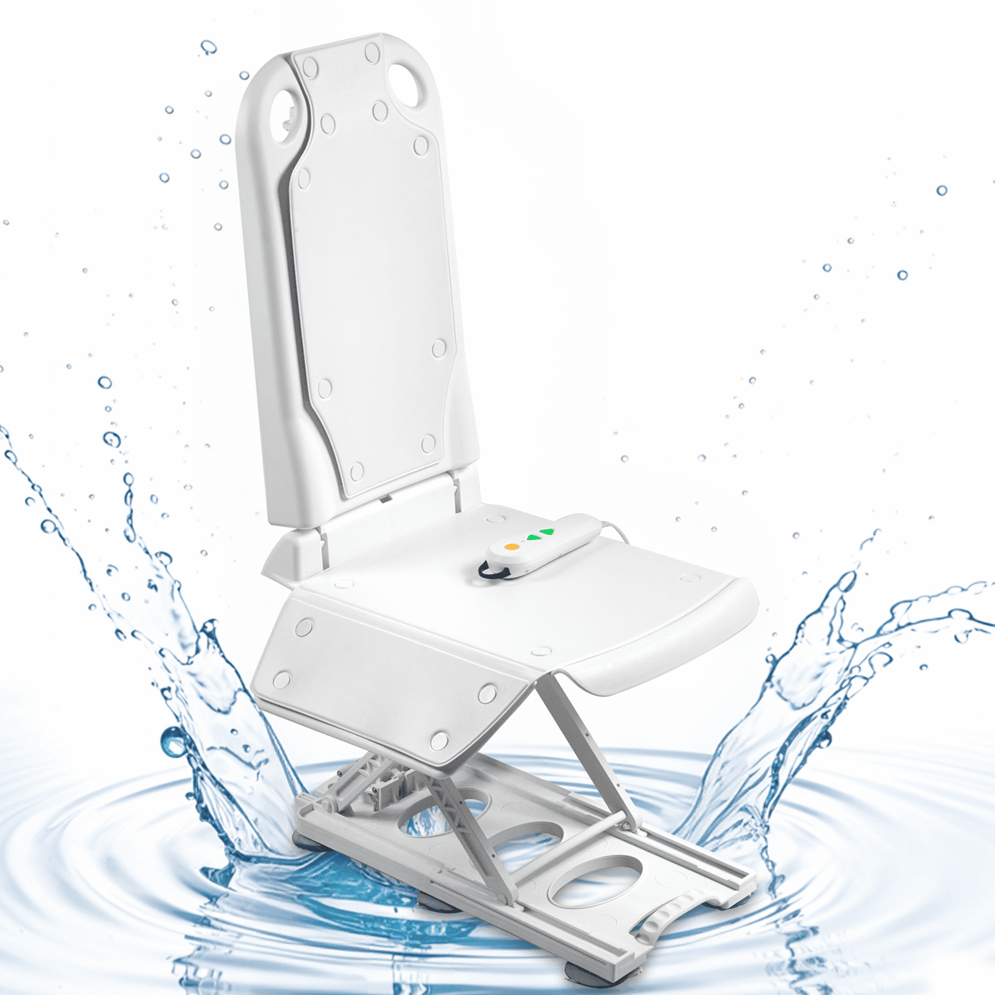 Electric Bath Lift Chair, IP68 Waterproof Floor Lift for Elderly, Get Up from Floor, Weight Capacity 300LBS (White)
